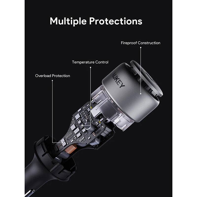 Aukey CC-P4 Pathfinder Mix 3 165W Fast Charging Car Charger (Gray) - Image 5