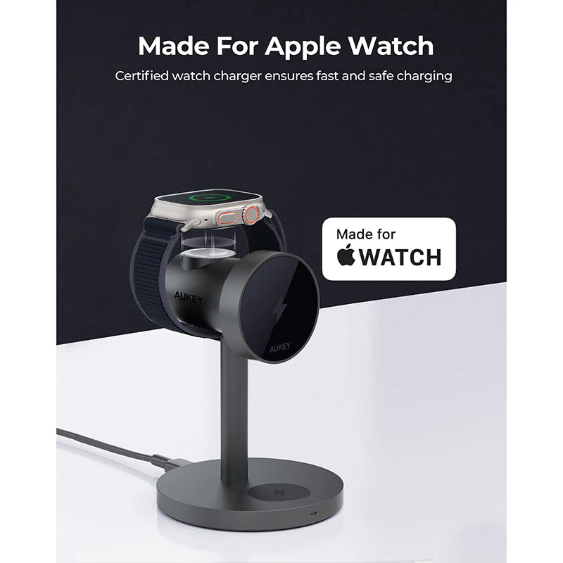 Aukey LC-MC311 MagFusion 3-in-1 Qi2 Magnetic Fast Wireless Charging Station - Image 3