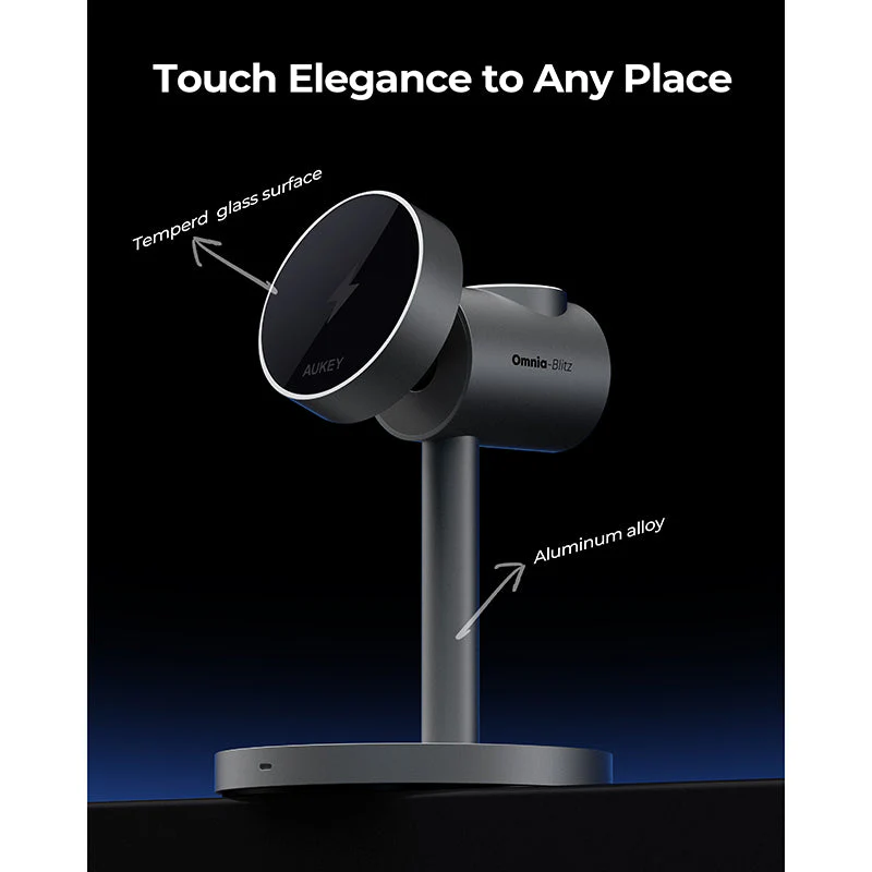 Aukey LC-MC311 MagFusion 3-in-1 Qi2 Magnetic Fast Wireless Charging Station - Image 6