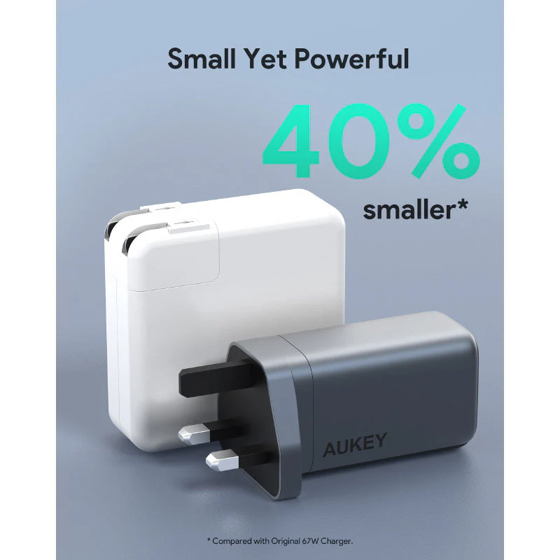 Aukey PA-B6U Omnia Mix 67W UFCS 3-Port Wall Charger (Grey) - Image 8