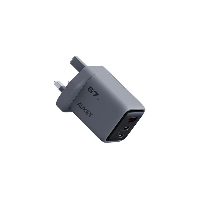 Aukey PA-C3 Comet Mix 3 67W Fast Charging Wall Charger with GaN Technology - Gray