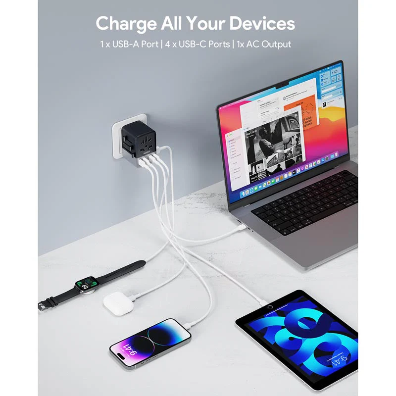Aukey PA-TA08A 65W GaN Universal Adapter With USB-C and USB-A Ports (Blue) - Image 6