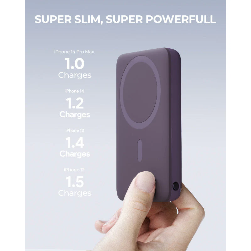 Aukey PB-MS01 MagLynk 6700mAh Magnetic Wireless Charging Power Bank (Purple) - Image 5