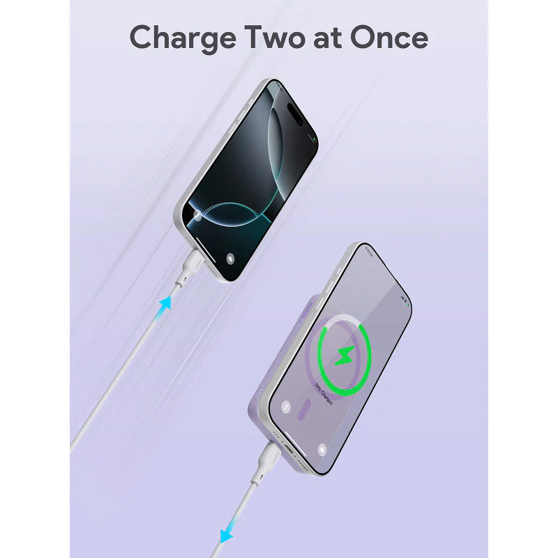 Aukey PB-MS03 MagFusion Slim 5000mAh Magnetic Wireless Charging Power Bank (Purple) - Image 4