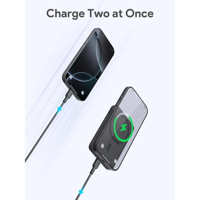 Aukey PB-MS03 MagFusion Slim 5000mAh Magnetic Wireless Charging Power Bank (Storm Gray) - Image 4