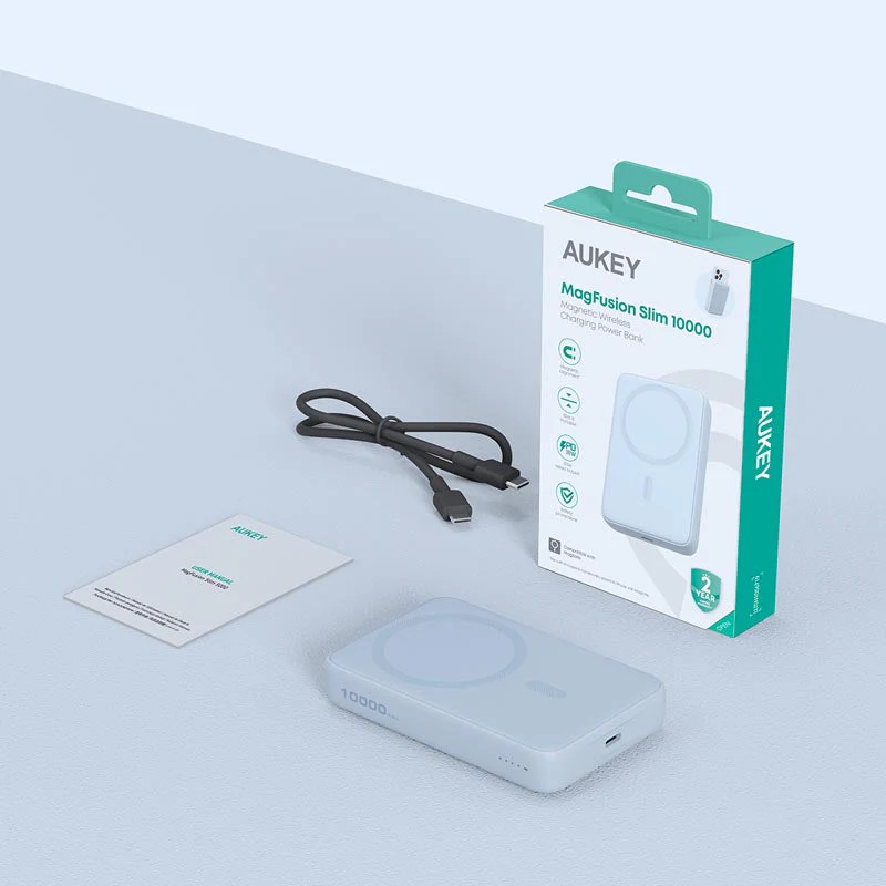 Aukey PB-MS04 Magfusion Slim 10K Magnetic Wireless Power Bank (Blue) - Image 10