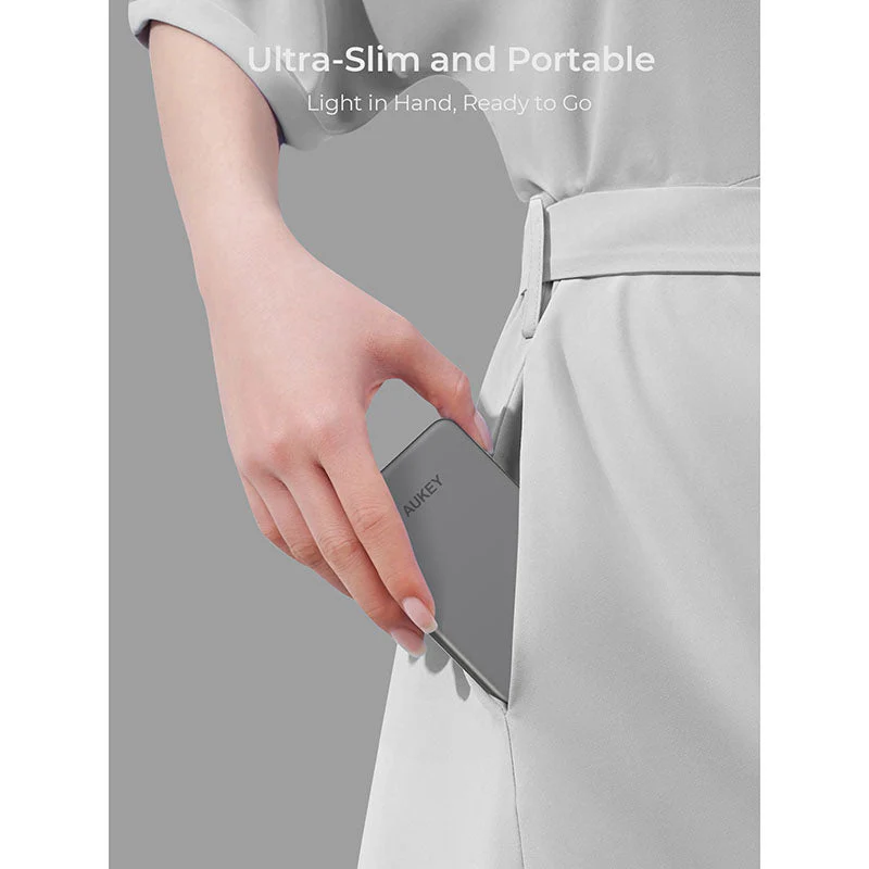 Aukey PB-MS07 MagFusion M Qi2 5000mAh Magnetic Wireless Power Bank - Dark Gray - Image 5