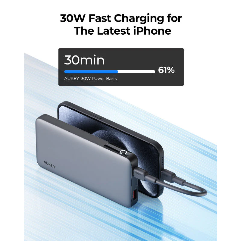 Aukey PB-Y41 Sprint X 30W 10000mAh PD3.0 Power Bank (Grey) - Image 2