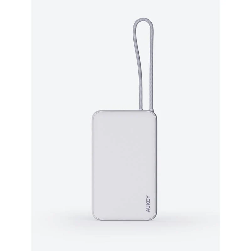 Aukey PB-Y53 Spark Sling 10K Lite Slim Power Bank with Build in C Cable (White) - Image 2
