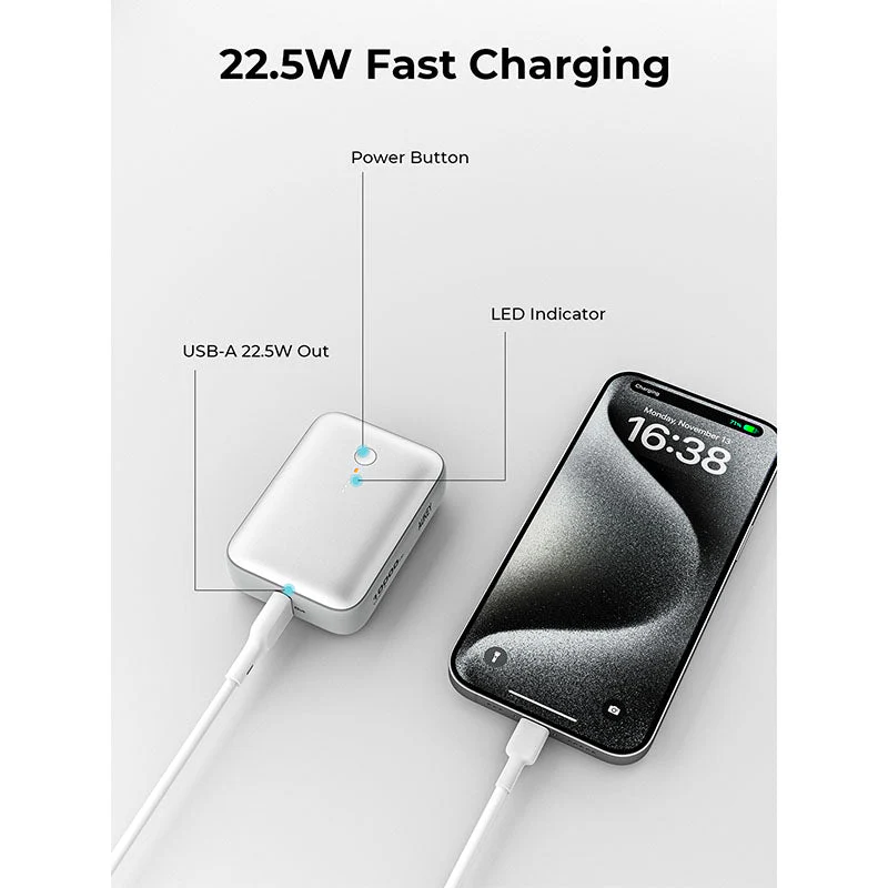 Aukey PB-Y55 Spark Mini 10000mAh Compact Fast Charging Power Bank with 20W PD (Frost White) - Image 5