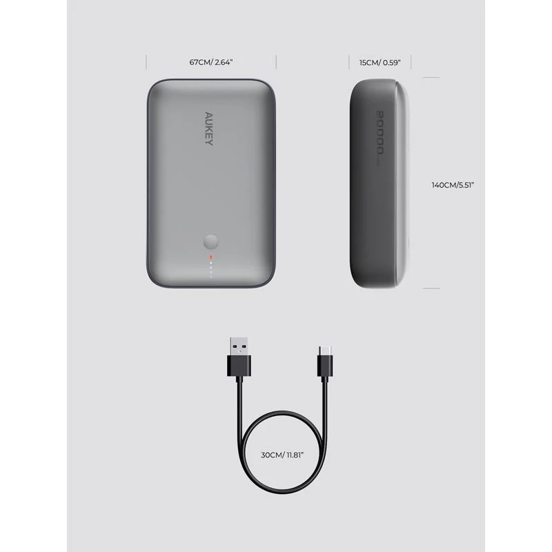 Aukey PB-Y57 Spark Mini 20000mAh Compact Fast Charging Power Bank with 20W PD (White) - Image 5