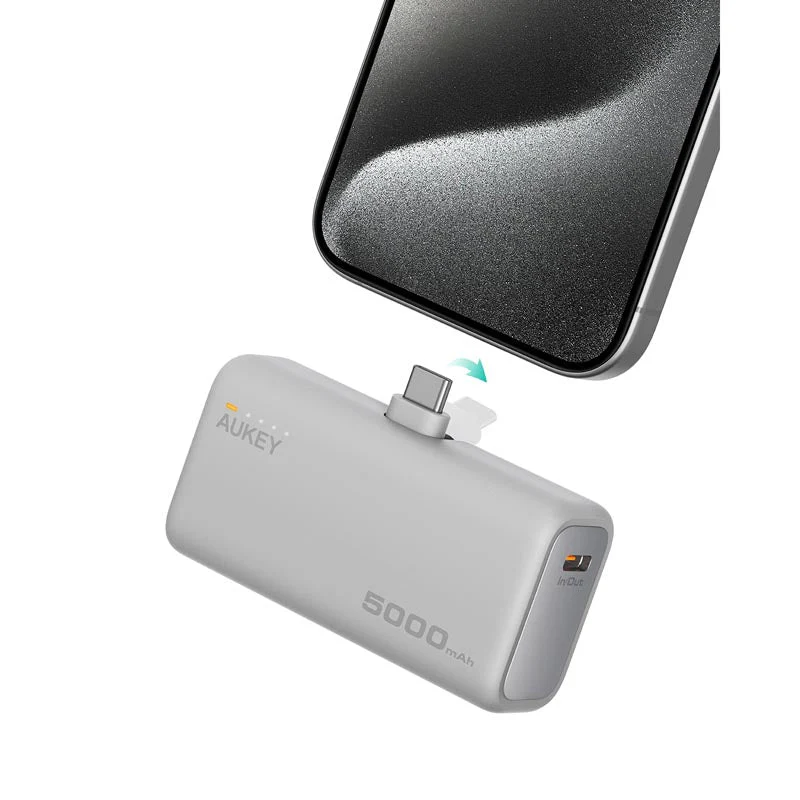 Aukey PB-Y59 Spark Mini 5000mAh Portable Power Bank with Built-in USB-C Port (White)