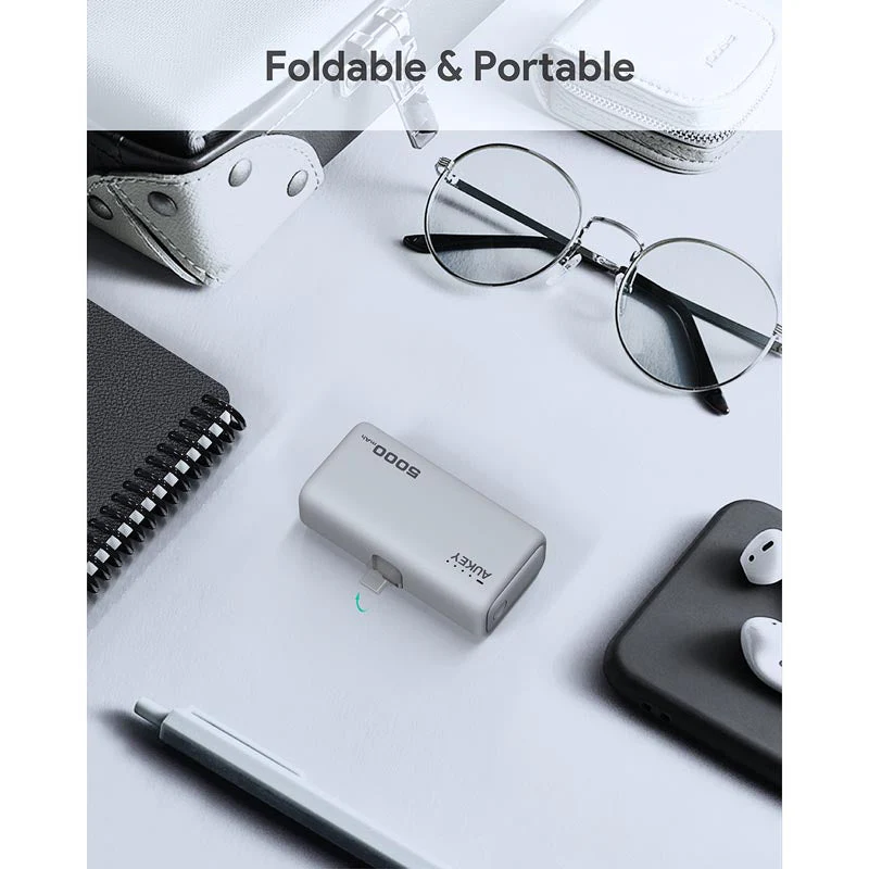 Aukey PB-Y59 Spark Mini 5000mAh Portable Power Bank with Built-in USB-C Port (White) - Image 12