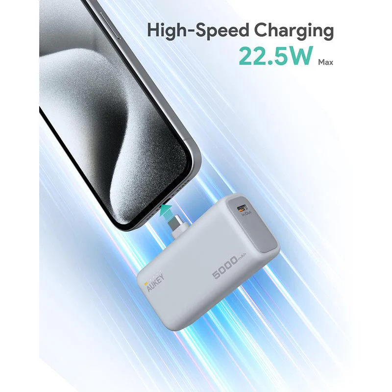 Aukey PB-Y59 Spark Mini 5000mAh Portable Power Bank with Built-in USB-C Port (White) - Image 6
