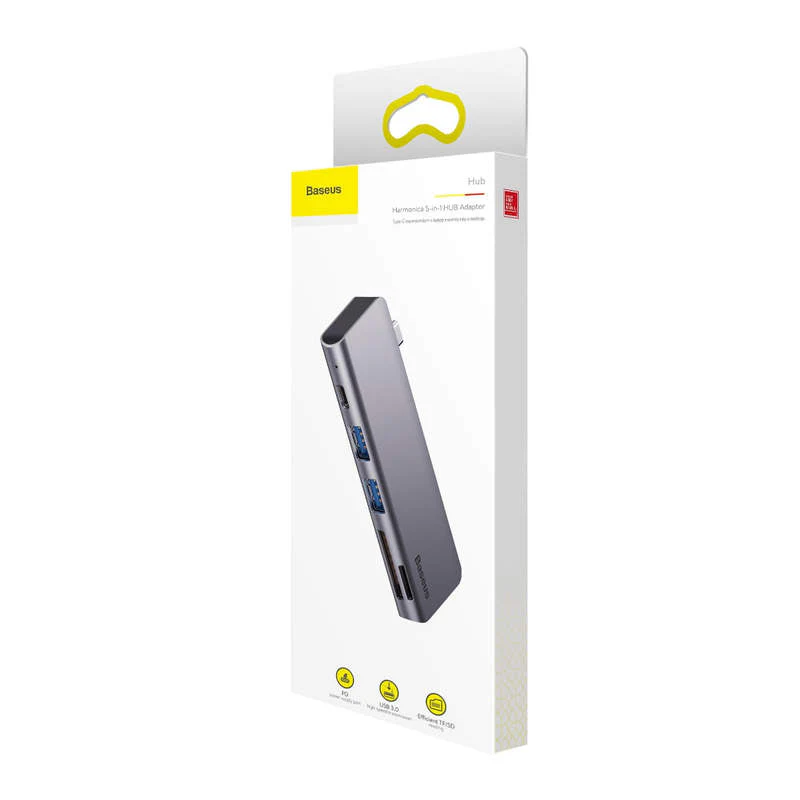 Baseus CAHUB-K0G USB-C 5-in-1 Adaptor - Image 2