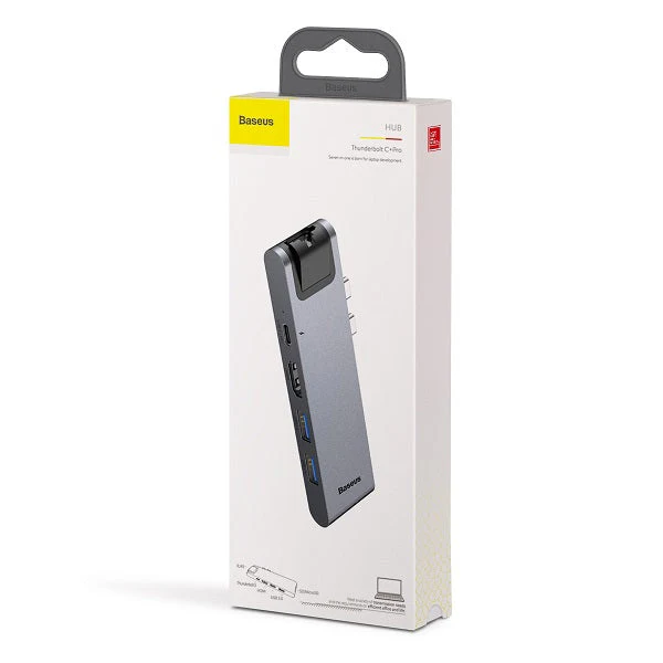 Baseus CAHUB-L0G thunderbolt C+Pro smart HUB docking station (Grey) - Image 3