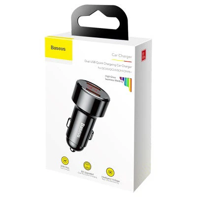 Baseus CCMLC20A-01 Dual USB-A QC Quick Car Charging 45W (Black) - Image 3