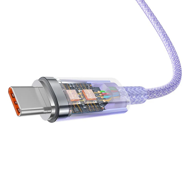 Baseus Explorer Series Fast Charging Cable with Smart Temperature Control USB to Type-C 100W 1m Nebula Purple - Image 2