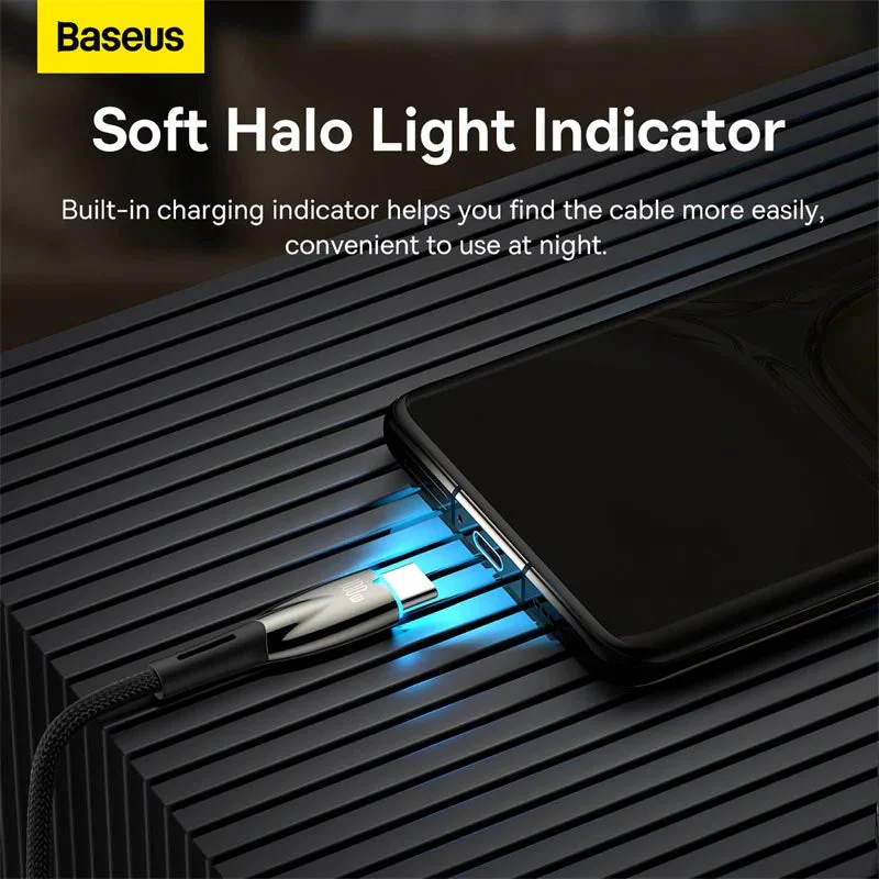 Baseus Glimmer Series Fast Charging USB to C 100W 1m Blue - Image 4