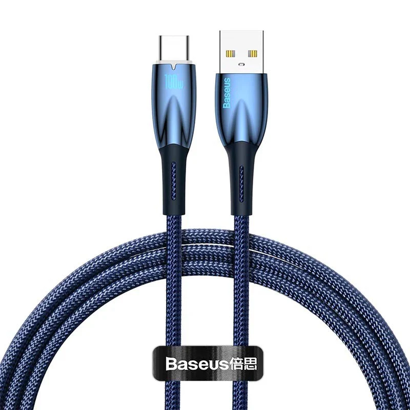Baseus Glimmer Series Fast Charging USB to C 100W 1m Blue - Image 6