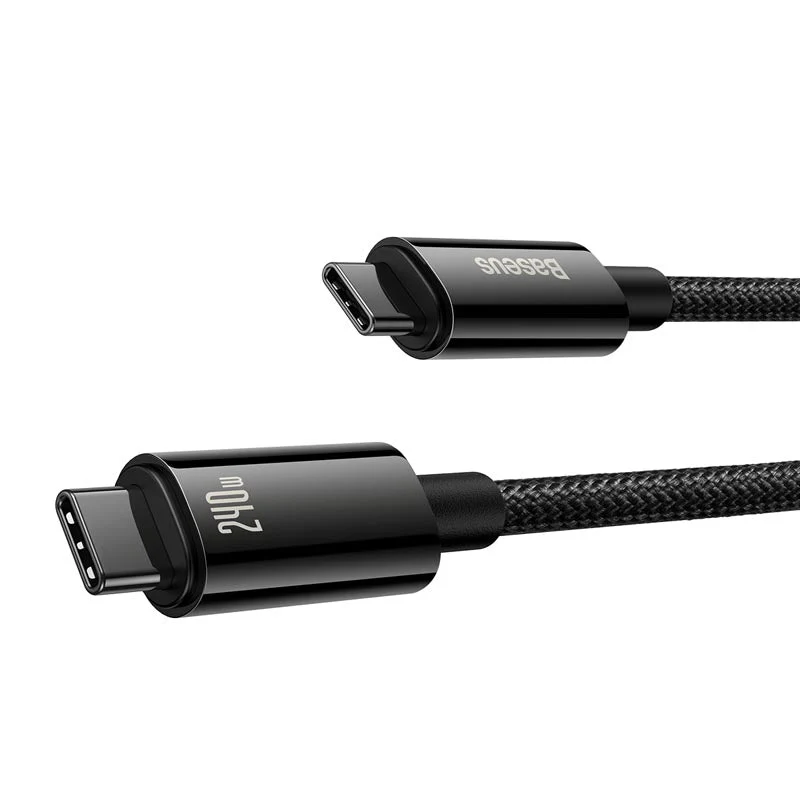 Baseus Tungsten Gold Fast Charging Data Cable Type-C to Type-C 240W 1m Black - Image 4