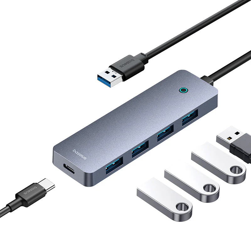 Baseus UltraJoy 4-Port Hub (A-4*USB3.0-C 5V) 15cm S.Grey - Image 2
