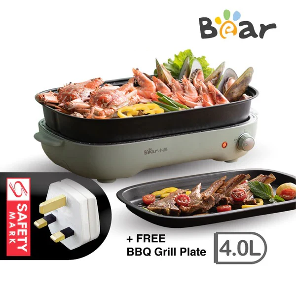 Bear DKL-D12Z4 Steamboat with BBQ Plate 4.0L