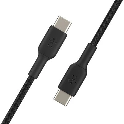 Belkin CAB004bt1MBK BoostCharge Braided USB-C to USB-C Cable (Black, 1M)