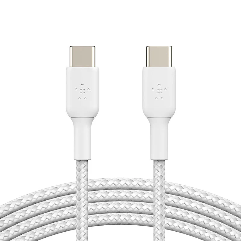 Belkin CAB004bt1MWH BoostCharge Braided USB-C to USB-C Cable (White, 1M)