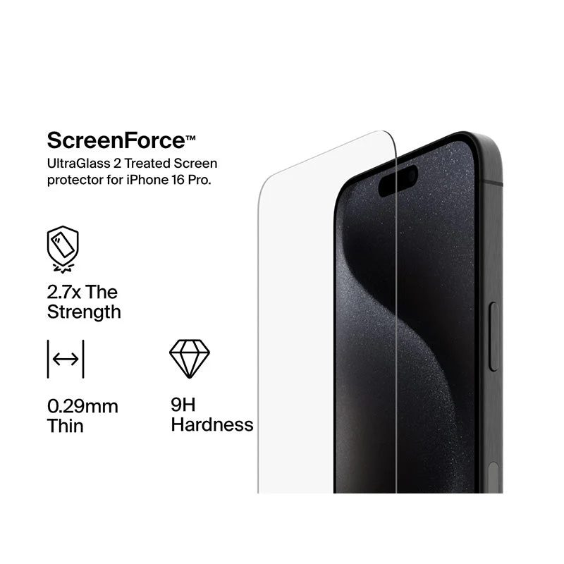 Belkin OVA157fq ScreenForce UltraGlass 2 Treated Screen Protector for iPhone 16 Pro - Image 6