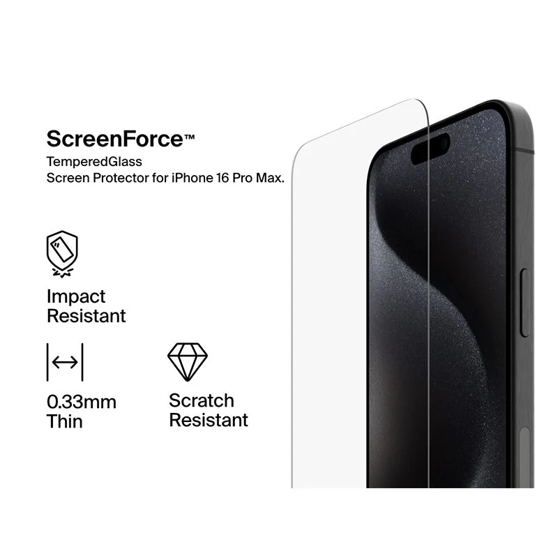 Belkin OVA160fq ScreenForce TemperedGlass Treated Screen Protector for iPhone 16 Pro Max - Image 2