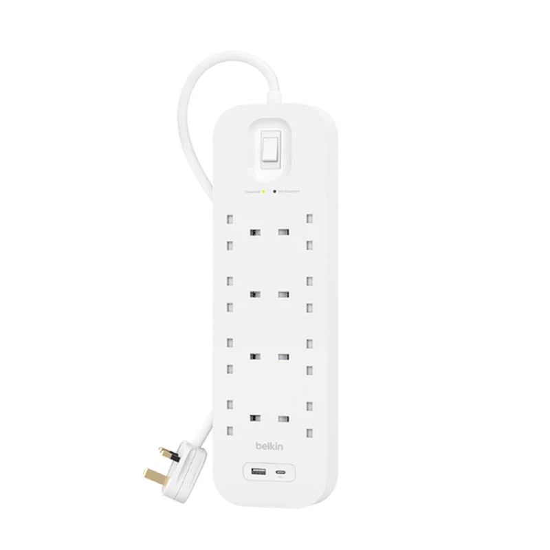 Belkin SRB003af2M 8Way 2M Surge Protection Strip with USB A + C - Image 3