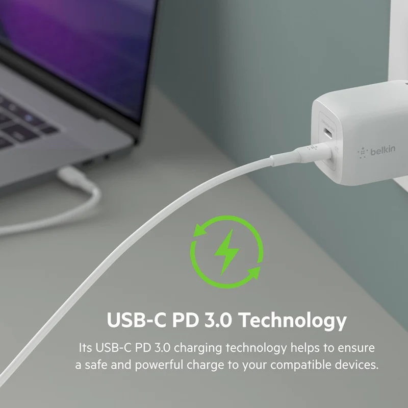Belkin WCH013myWH BoostCharge Pro Dual USB-C GaN Wall Charger with PPS 65W - Image 6