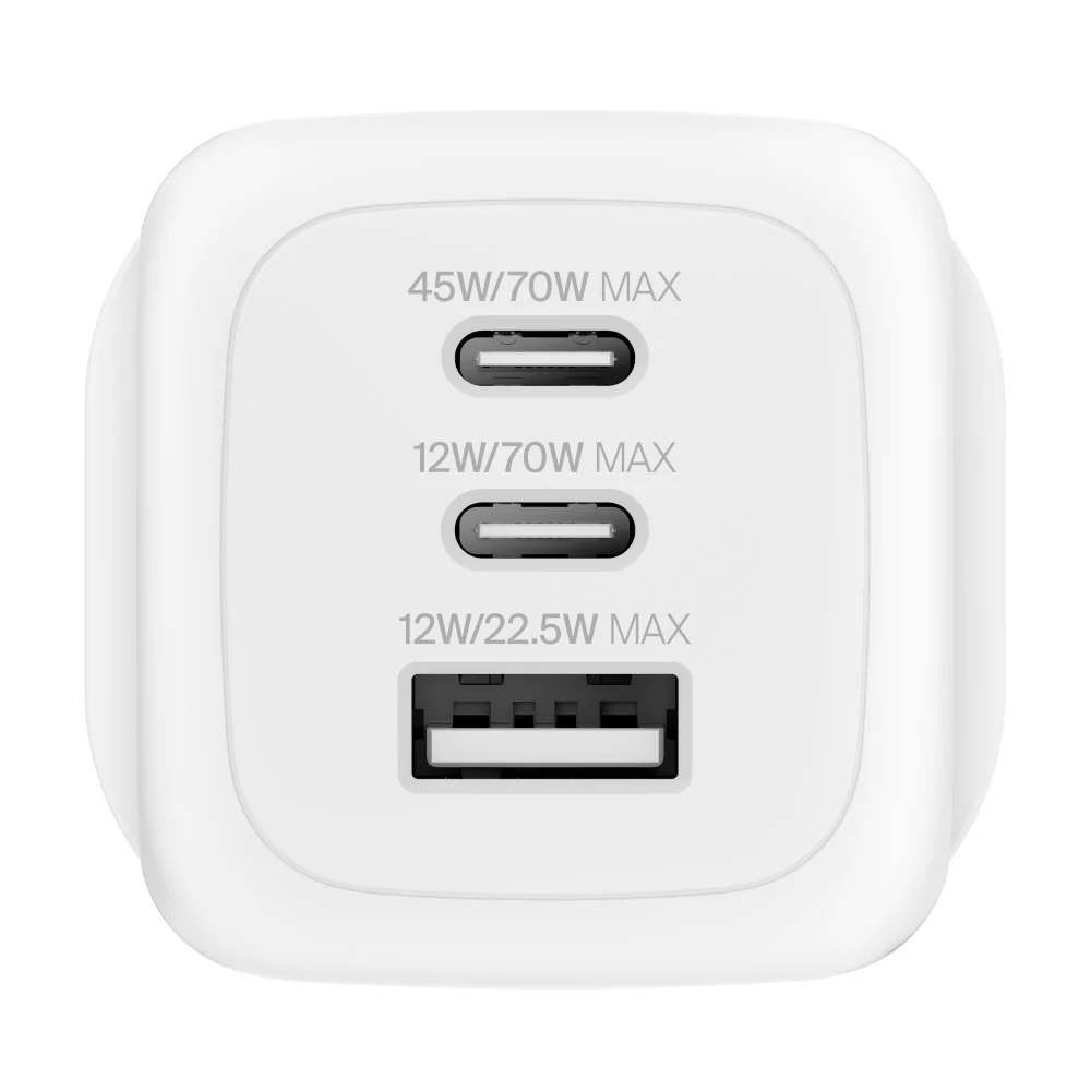 Belkin WCH018myWH 70W 3-Port Small Wall Charger - Image 2