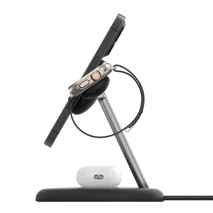 Belkin WIZ023myBK BoostCharge Pro 3-in-1 Magnetic Wireless Charging Stand with Qi2 15W (Black) - Image 3