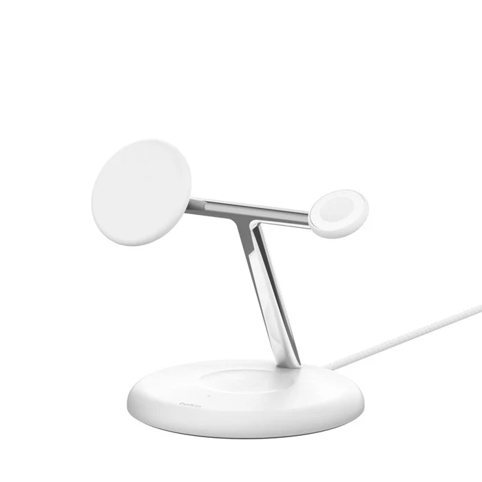 Belkin WIZ023myWH BoostCharge Pro 3-in-1 Magnetic Wireless Charging Stand with Qi2 15W (White) - Image 5