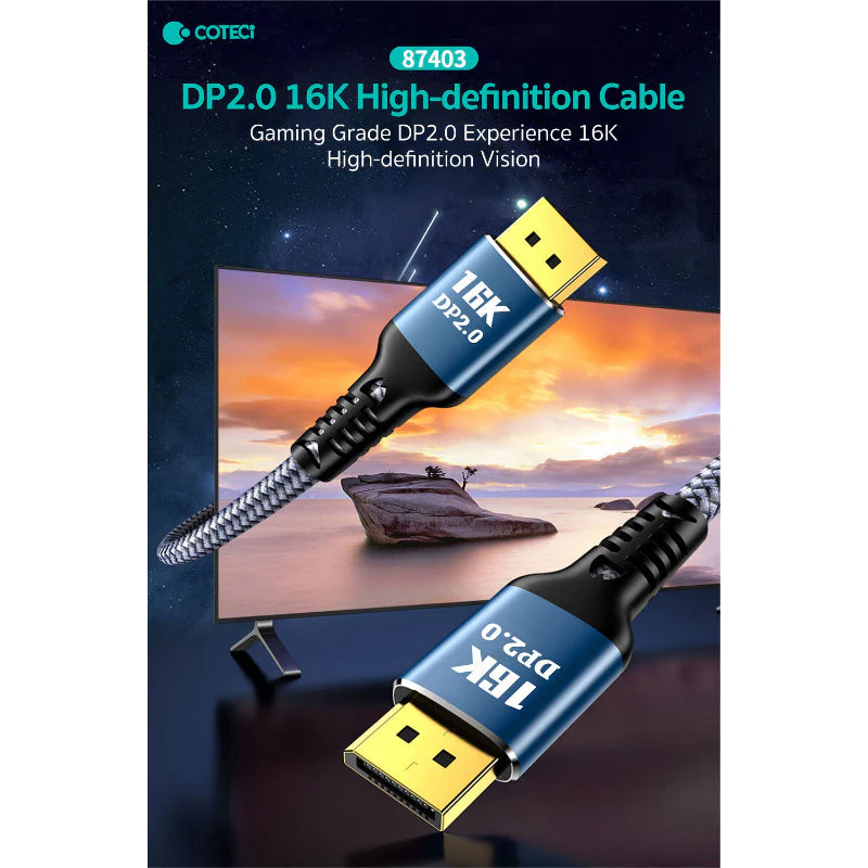 COTECi Display Port 2.0 16K Cable 2M