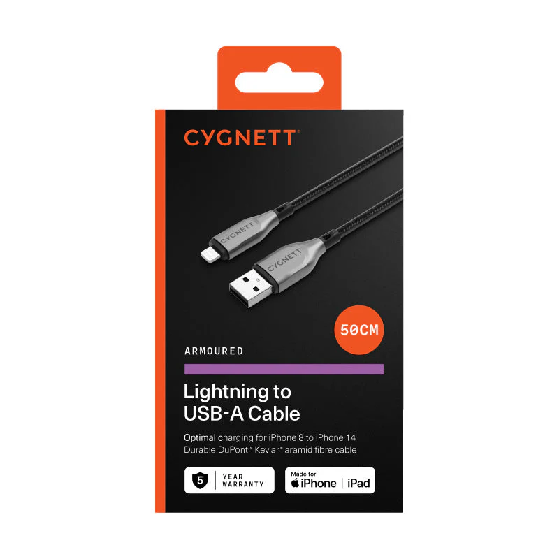 Cygnett CY4657PCCAL Armoured Lightning To USB-A Cable 50cm (Black) - Image 3