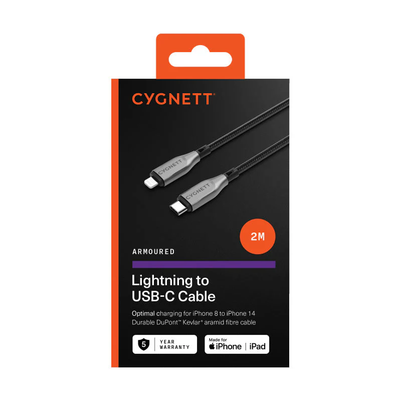 Cygnett CY4669PCCCL Armoured Lightning To USB-C Cable 2M (Black) - Image 3