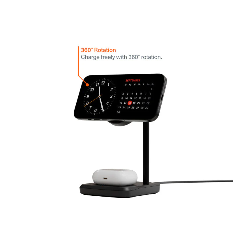 Cygnett CY5098BUNCP Qi2.0 2-In-1 Charge Base (Black)