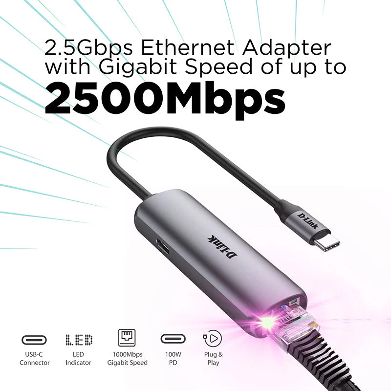 D-Link DUB-E255 USB-C to 2.5G Ethernet Adapter - Image 3
