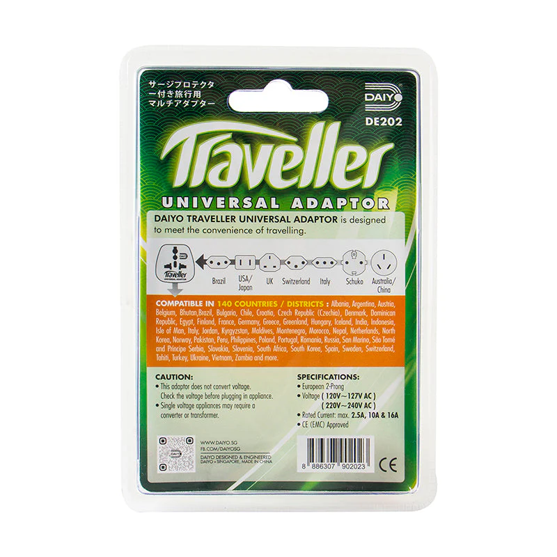 Daiyo DE202 2-Prong European Traveller Adaptor