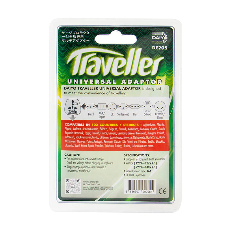 Daiyo DE205 2-Prong with Earth European Traveller Adaptor - Image 2