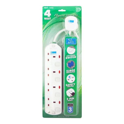 Daiyo DE294 4 Way 2M Socket Strip with Surge Protector - Image 2