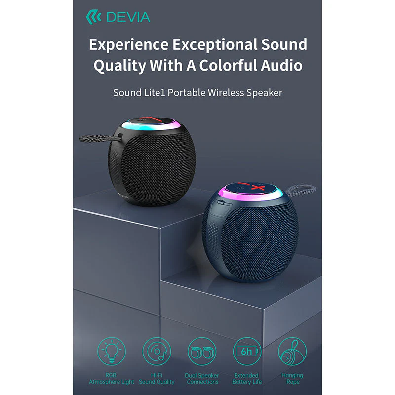 Devia EM505 Sound Lite1 Portable BT Speaker (Black) - Image 3