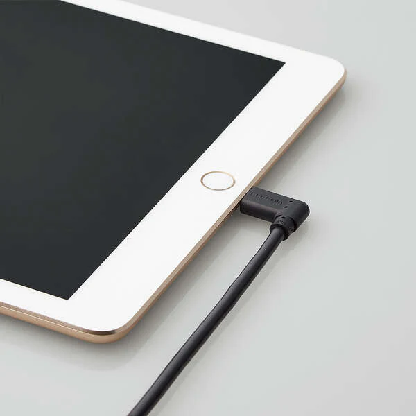 Elecom Anti-Bacterial 2m L-Shaped USB-C To Lightning Cable (Black) - Image 3