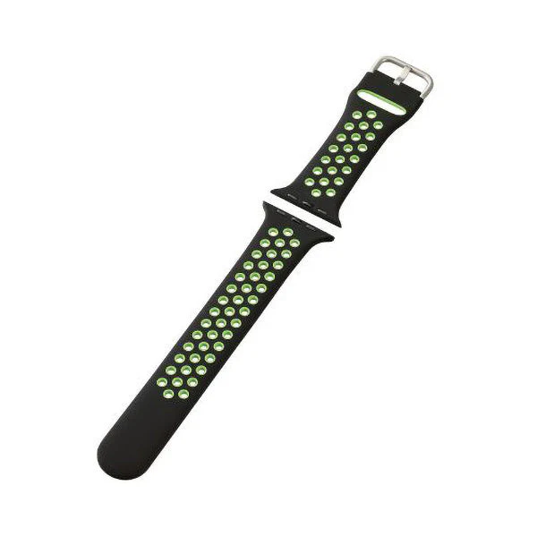 Elecom AW-45BDSCNBK2 42mm-49mm for Apple Watch Band Silicone (Black-Green)