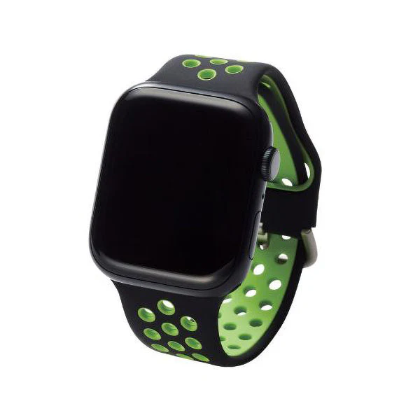 Elecom AW-45BDSCNBK2 42mm-49mm for Apple Watch Band Silicone (Black-Green) - Image 4