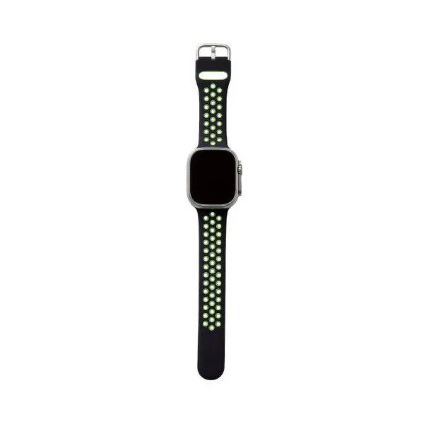 Elecom AW-45BDSCNBK2 42mm-49mm for Apple Watch Band Silicone (Black-Green) - Image 5