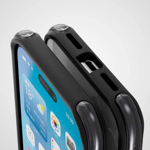 Elecom iPhone 16 Plus 6.7 (2024) Hybrid Case Corner Air Bag (Black x Clear)